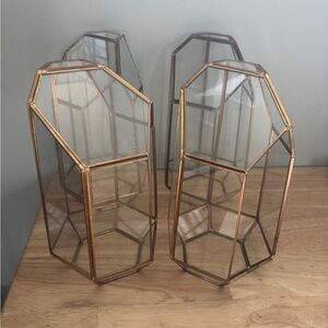 Set of 4 Gold Geometric Hobby Lobby Terrariums Glass